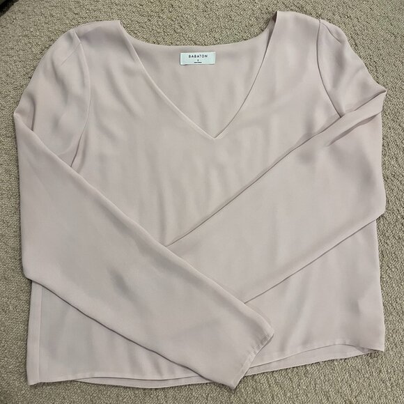 Babaton/Aritzia Long Sleeve V-Neck Blouse, Size: Small, Color: Dusty Rose - Picture 1 of 4